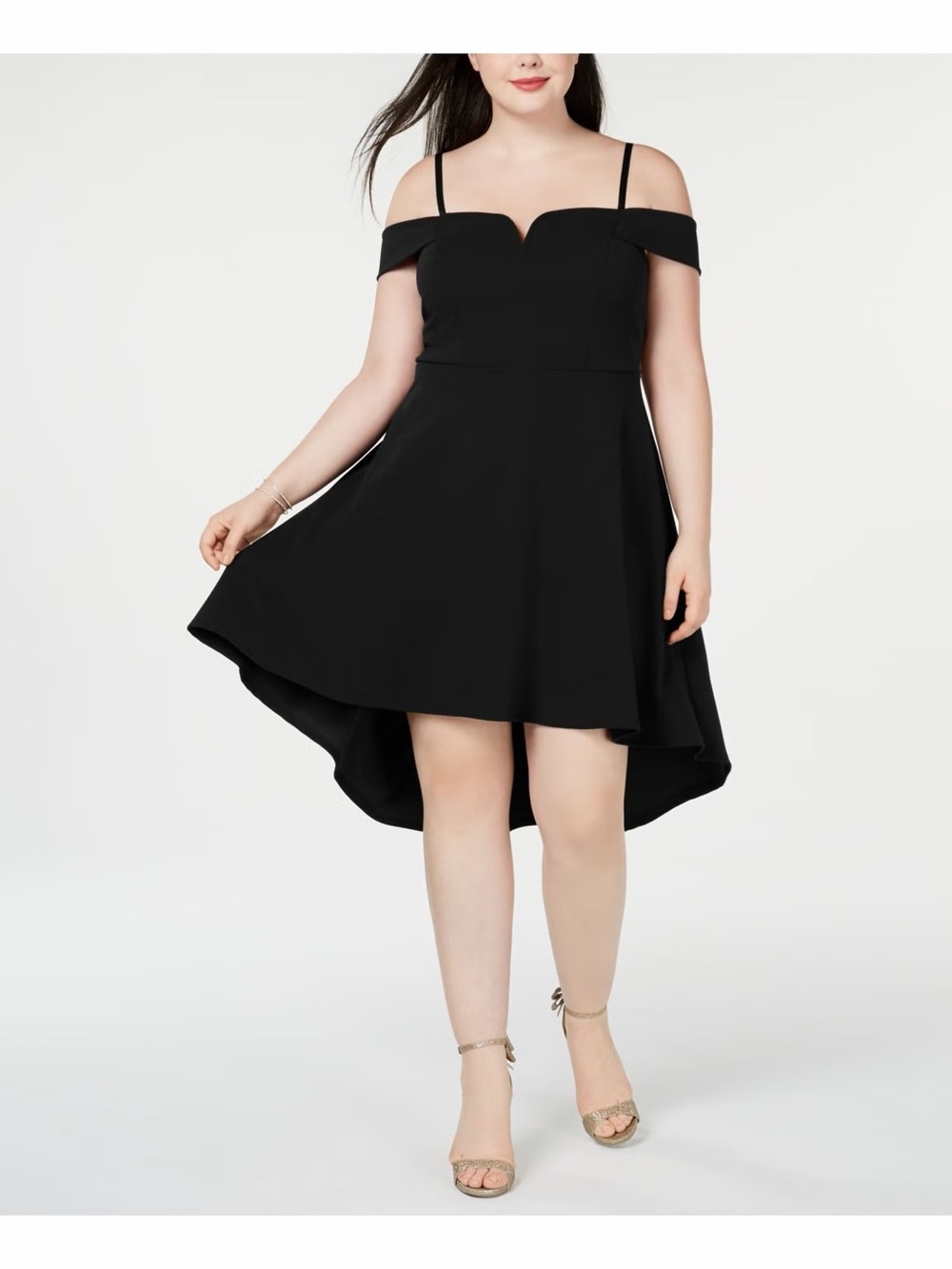 City Studio Black Off-Shoulder High-Low Dress